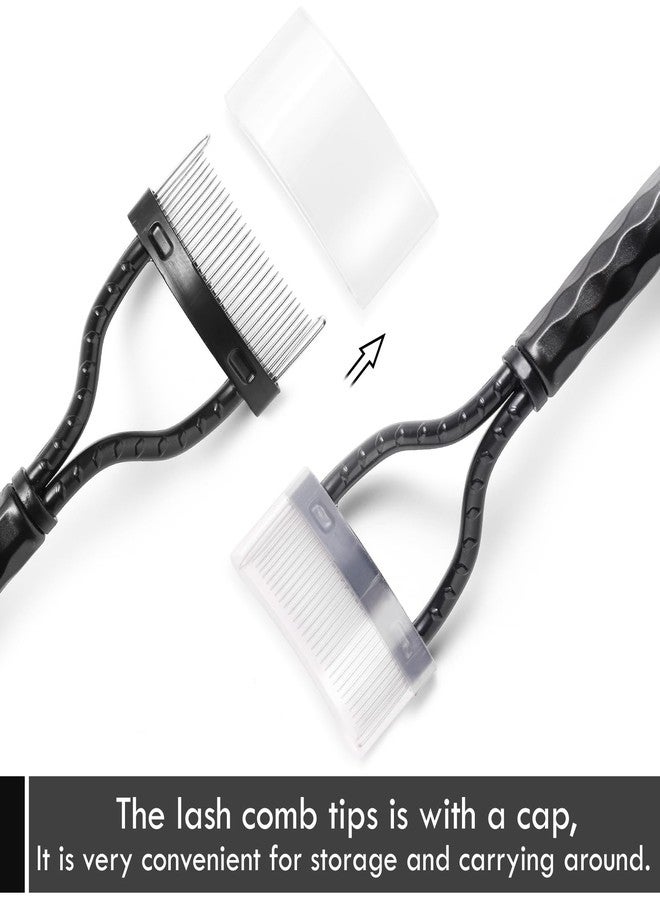 KINGMAS Eyelash Comb Separator, Eye Lash Separator Eyelash Definer Mascara Comb Applicator with Cover - Arc Designed (Black (2Pcs)) - Image 3